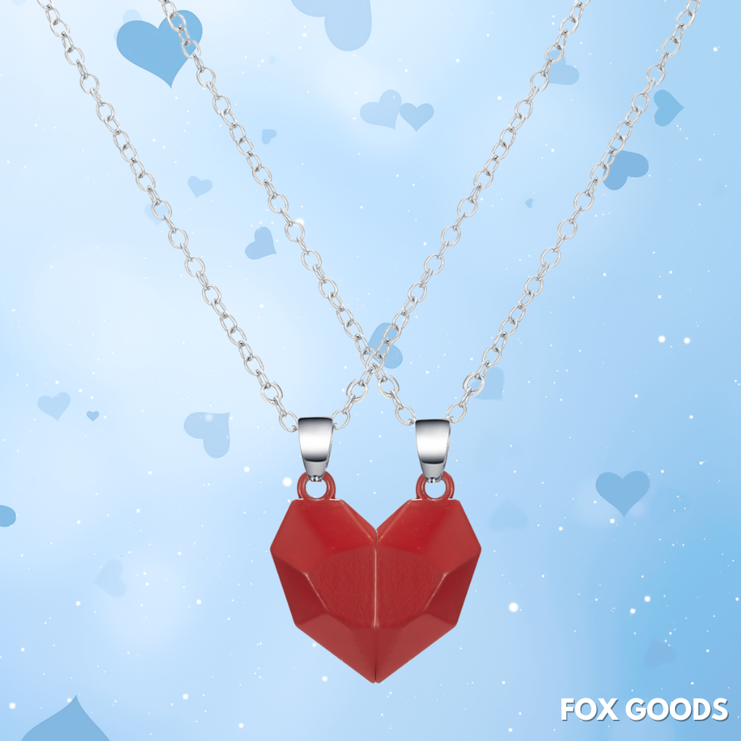 Lovely Neckless®-  2 Delig Magnetisch Hart Ketting